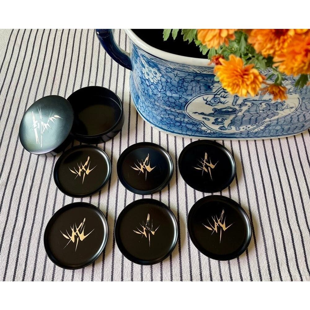 Otagiri Japan Bamboo Embossed Coaster Set